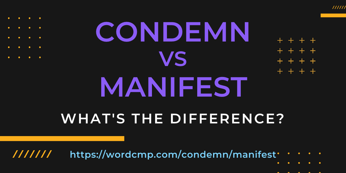 Difference between condemn and manifest