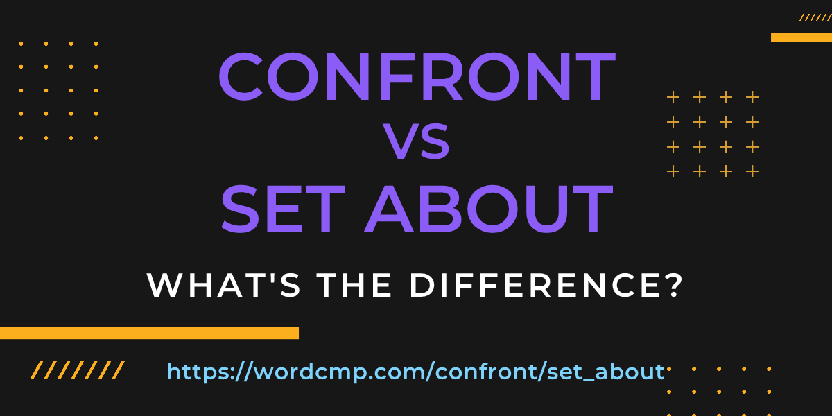 Difference between confront and set about