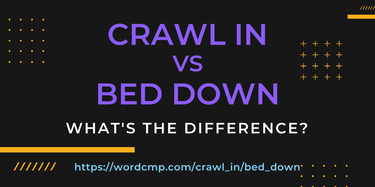 Difference between crawl in and bed down