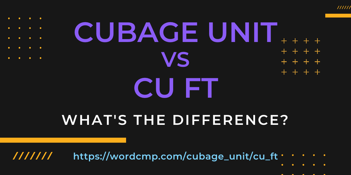 Difference between cubage unit and cu ft