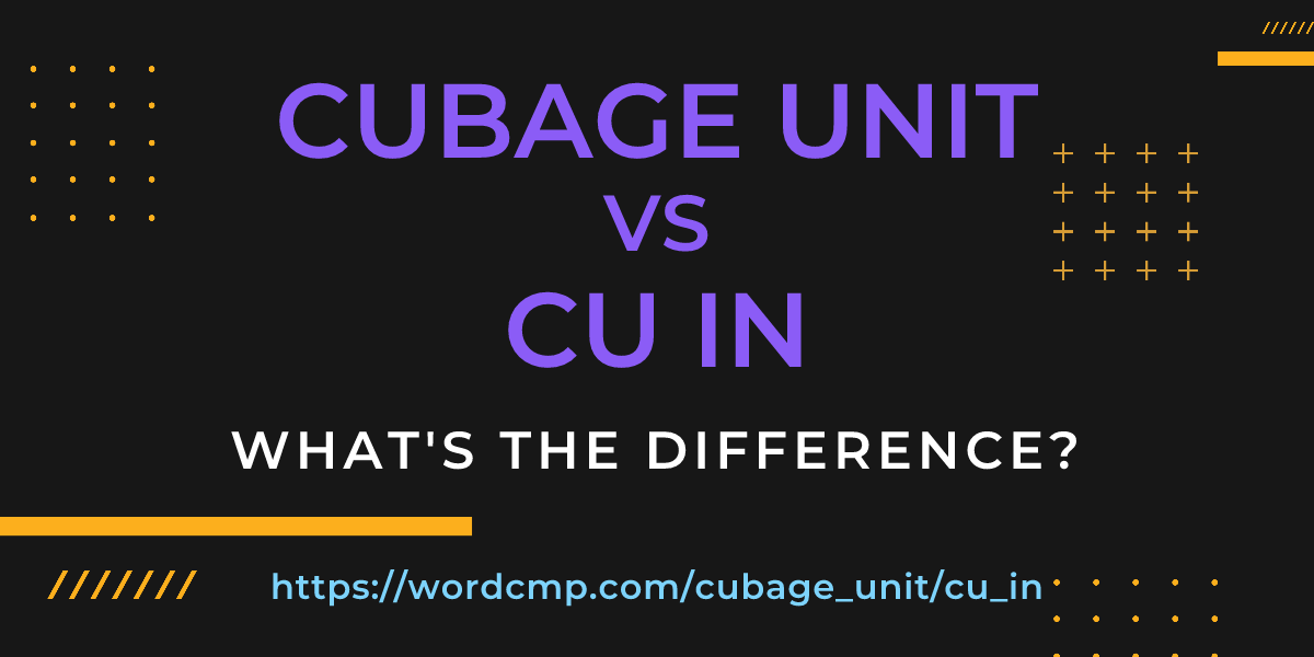 Difference between cubage unit and cu in