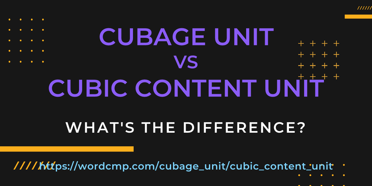 Difference between cubage unit and cubic content unit