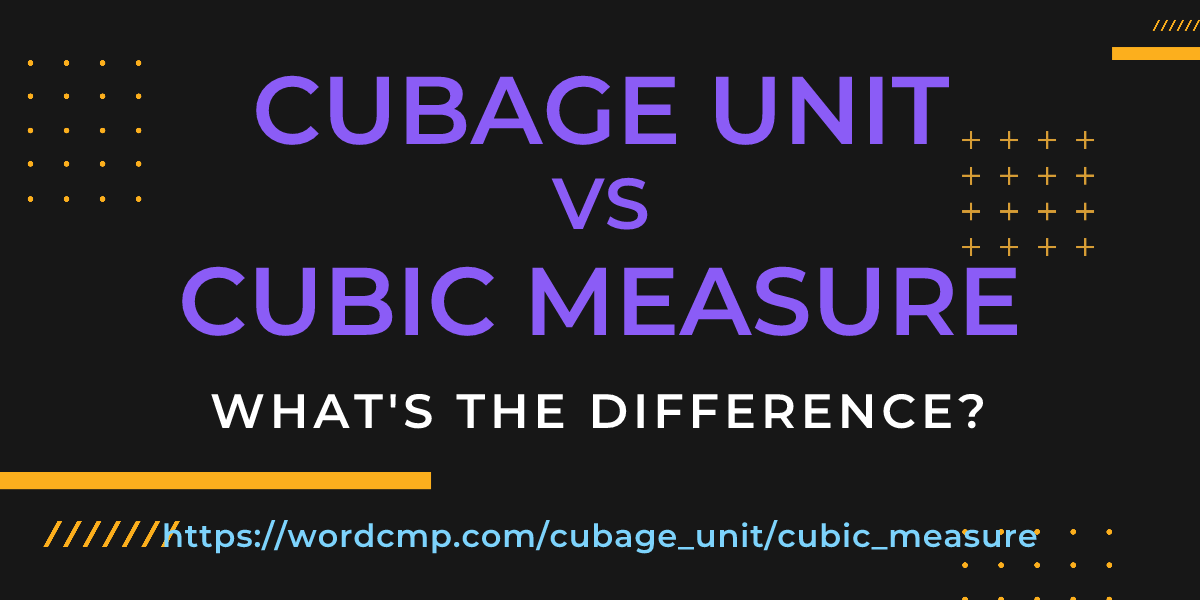 Difference between cubage unit and cubic measure