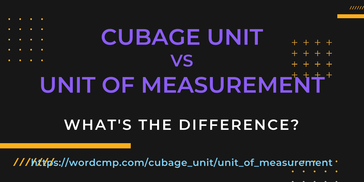 Difference between cubage unit and unit of measurement