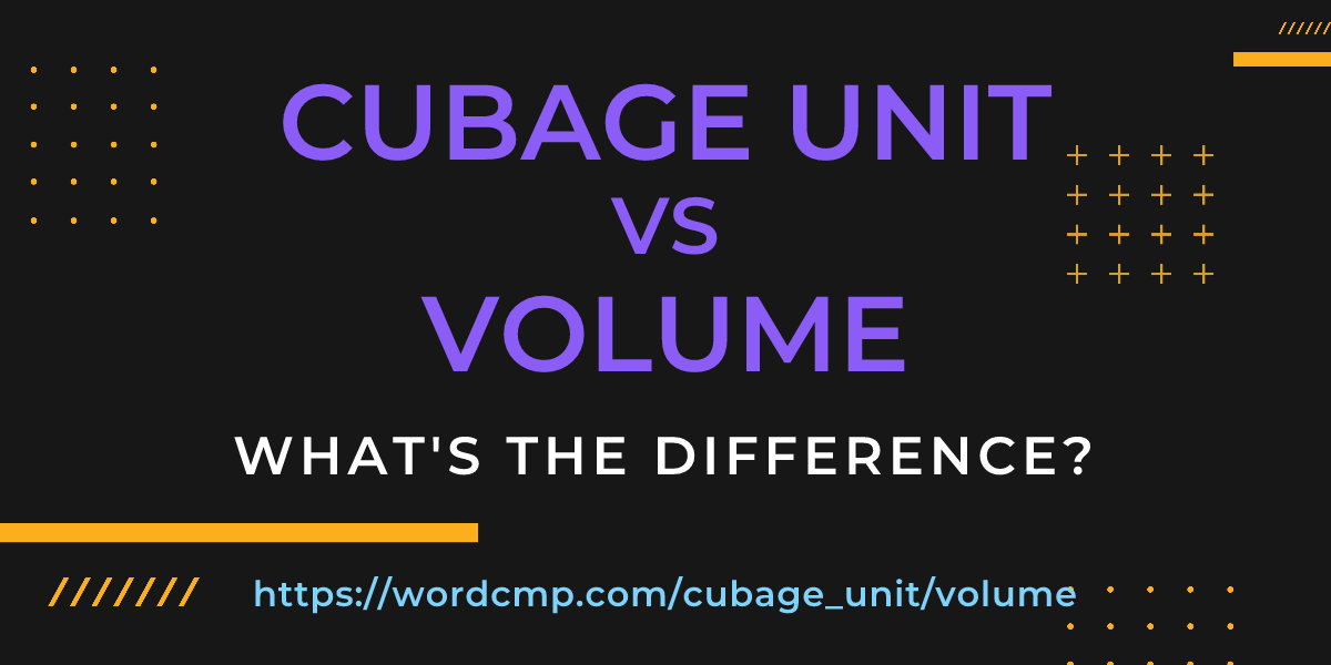 Difference between cubage unit and volume