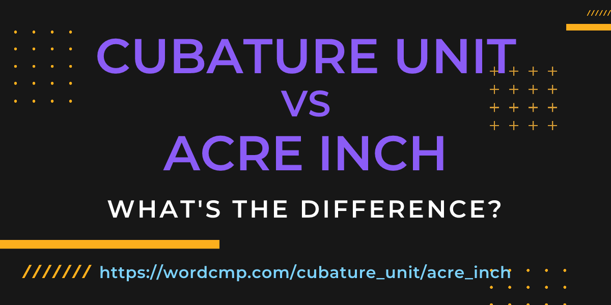 Difference between cubature unit and acre inch
