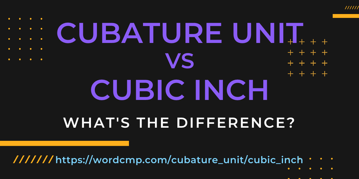 Difference between cubature unit and cubic inch