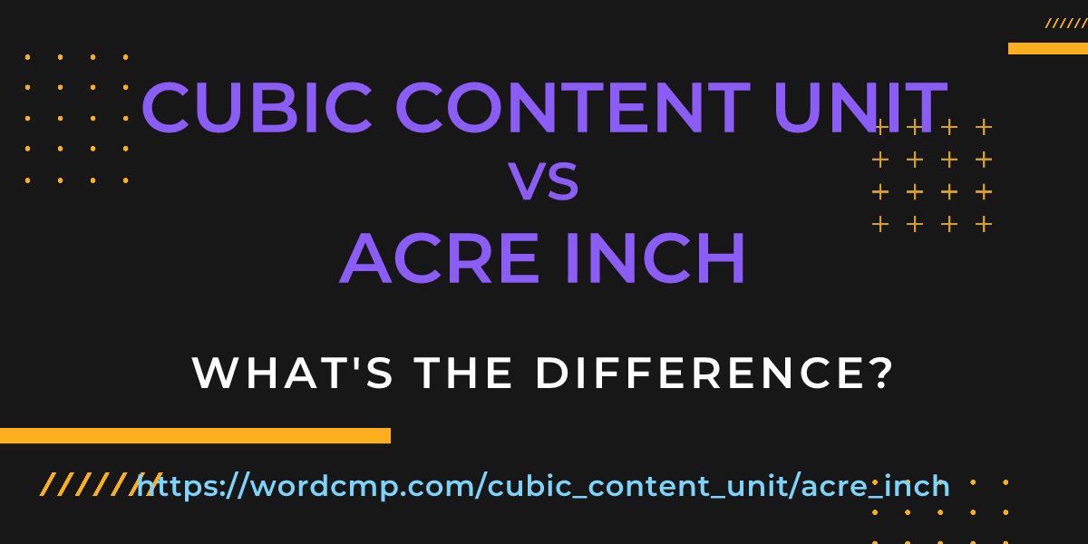 Difference between cubic content unit and acre inch