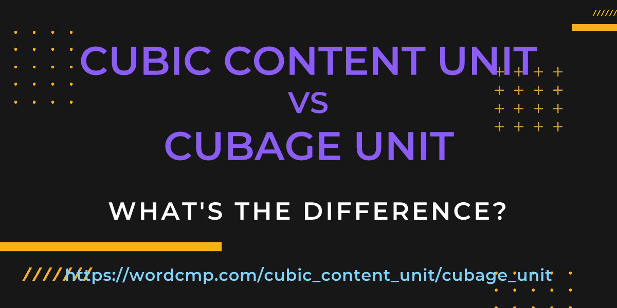 Difference between cubic content unit and cubage unit