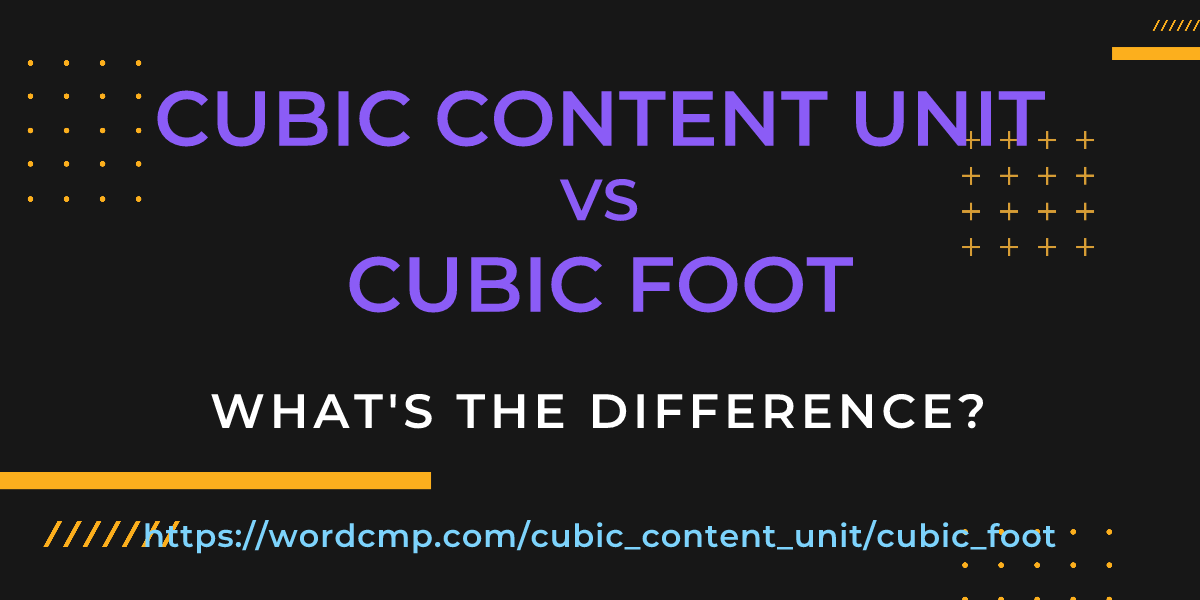 Difference between cubic content unit and cubic foot