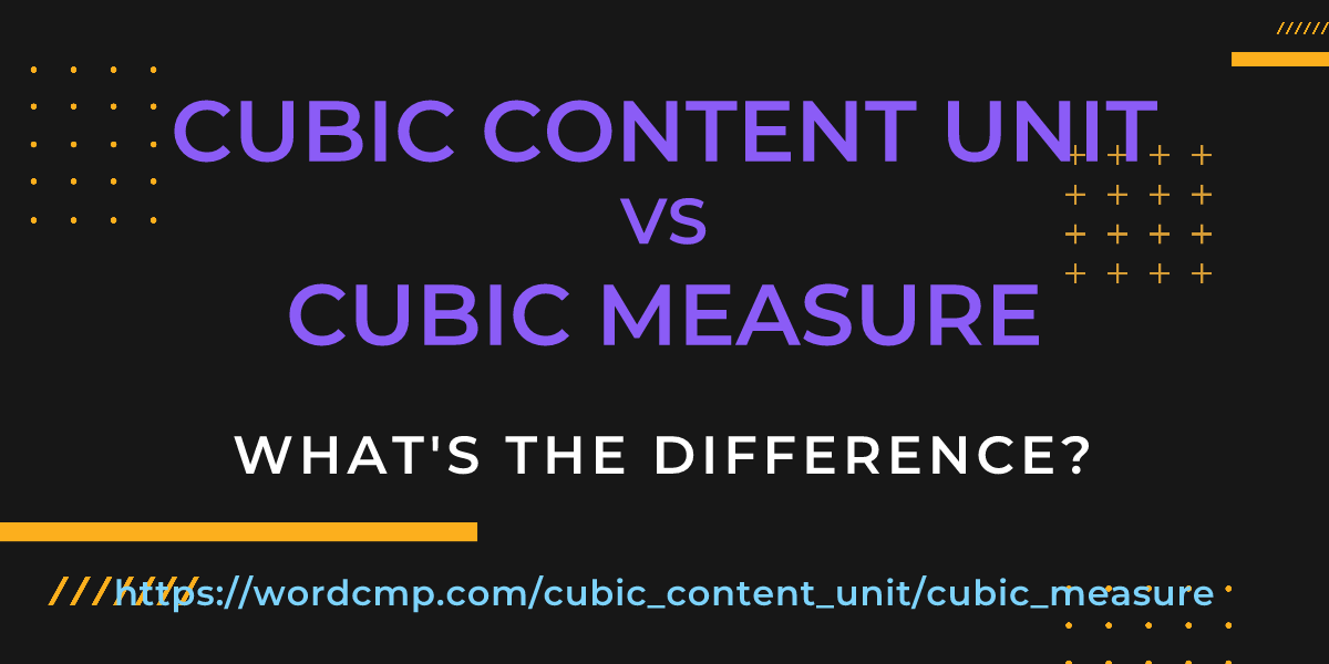 Difference between cubic content unit and cubic measure