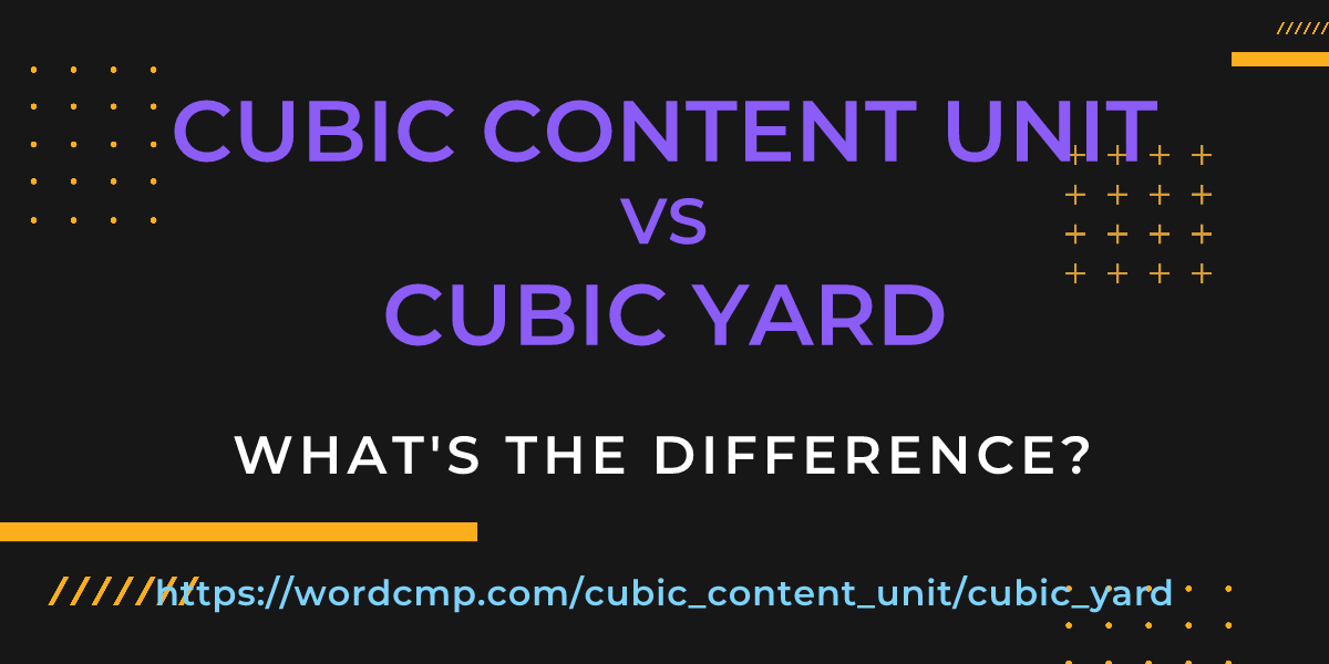 Difference between cubic content unit and cubic yard