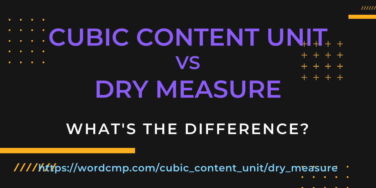 Difference between cubic content unit and dry measure