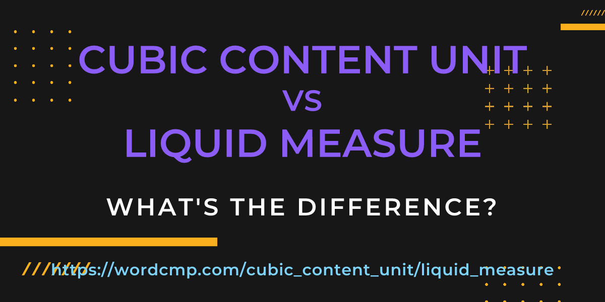 Difference between cubic content unit and liquid measure