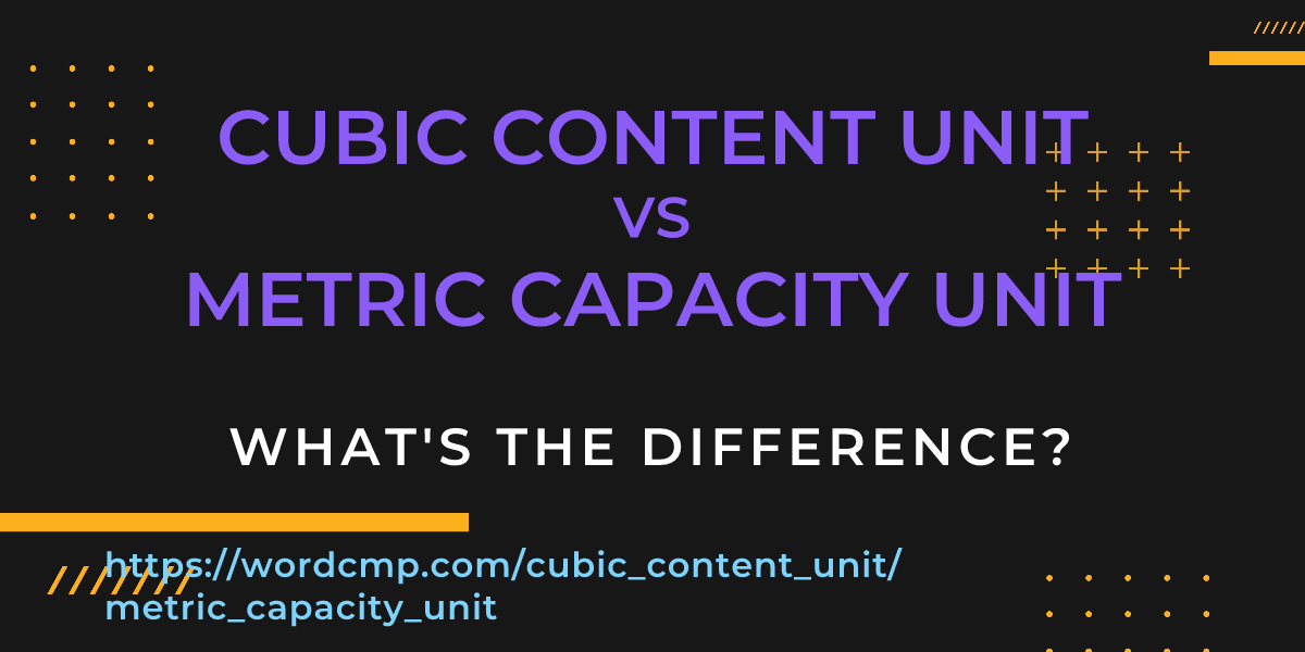 Difference between cubic content unit and metric capacity unit