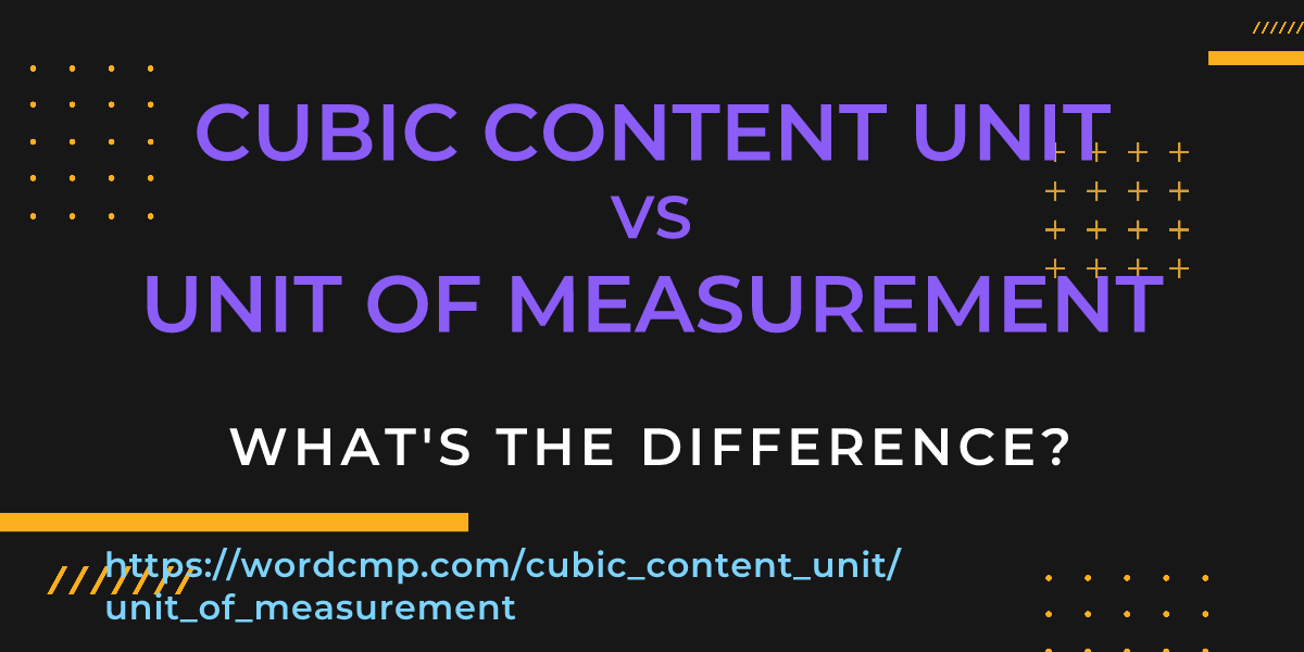 Difference between cubic content unit and unit of measurement