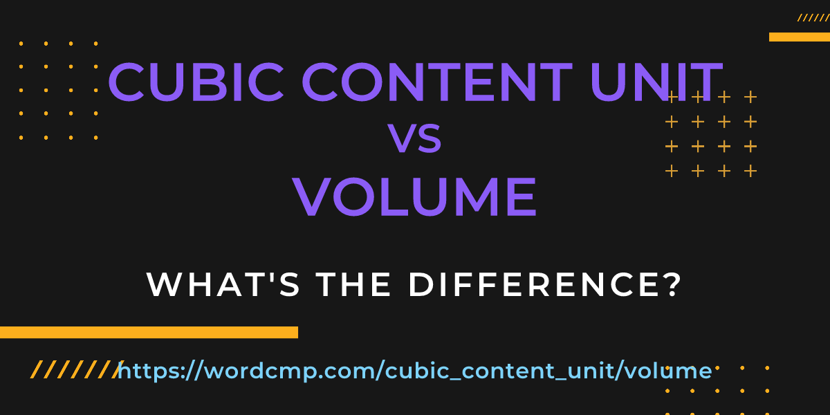 Difference between cubic content unit and volume
