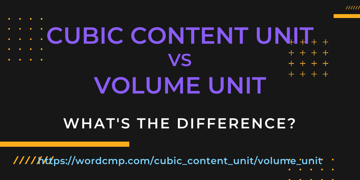 Difference between cubic content unit and volume unit