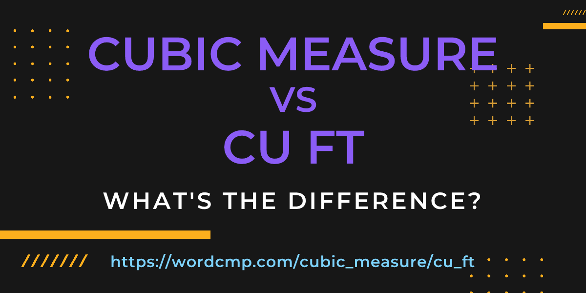 Difference between cubic measure and cu ft
