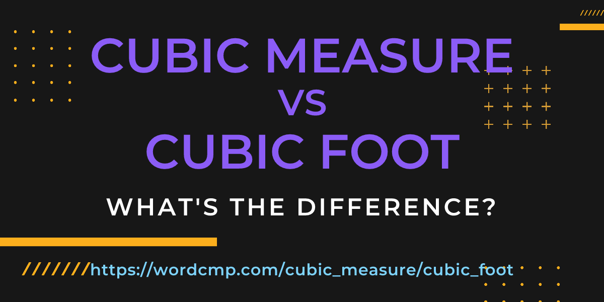 Difference between cubic measure and cubic foot