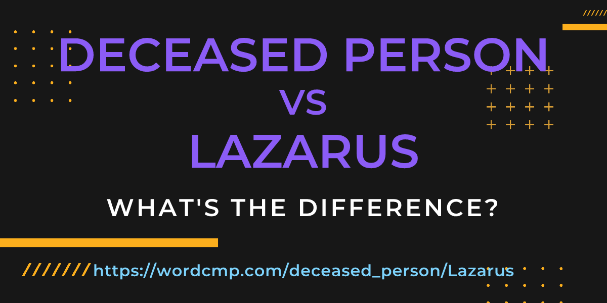 Difference between deceased person and Lazarus