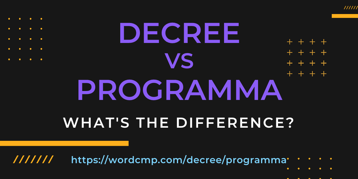 Difference between decree and programma