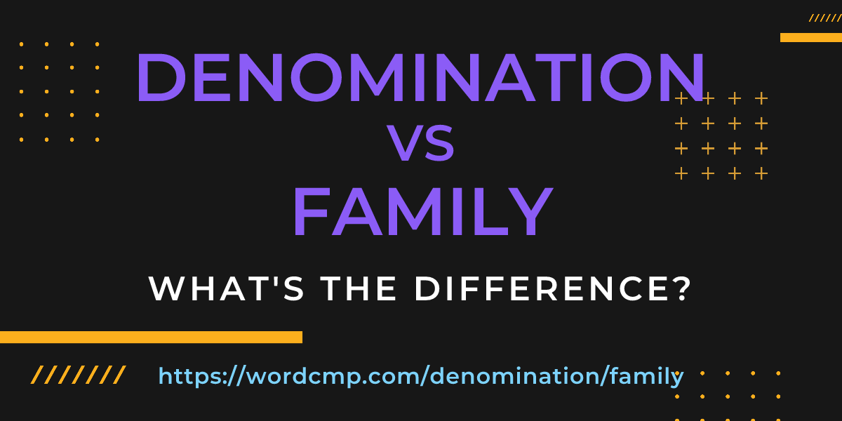 Difference between denomination and family
