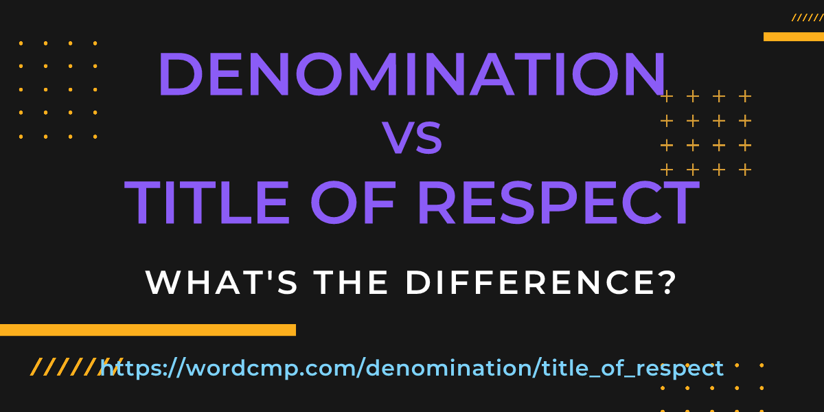 Difference between denomination and title of respect