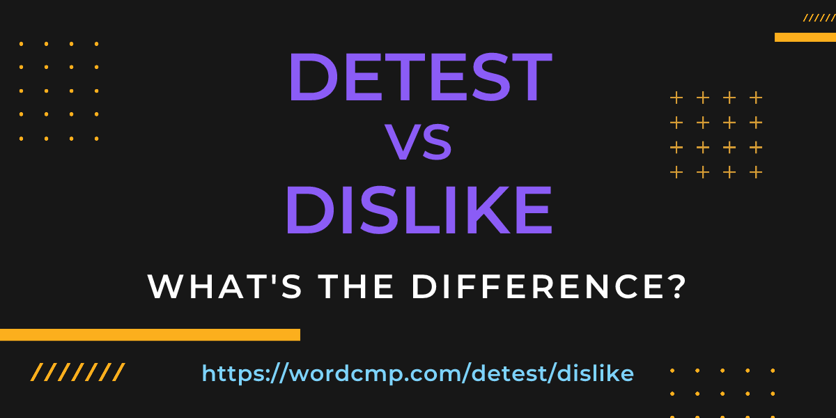 Difference between detest and dislike