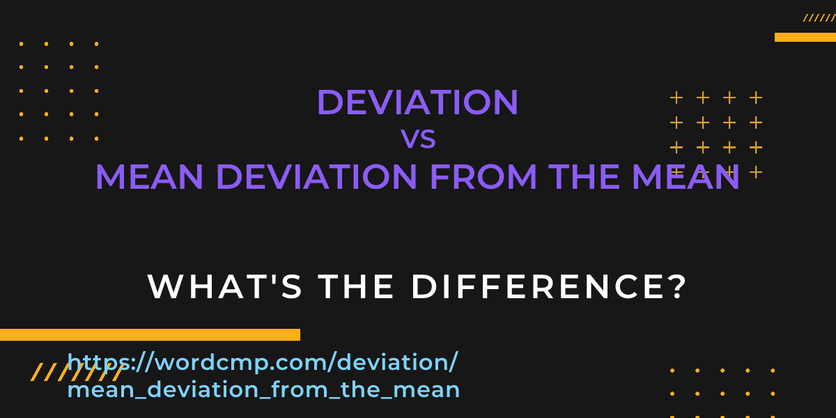 Difference between deviation and mean deviation from the mean