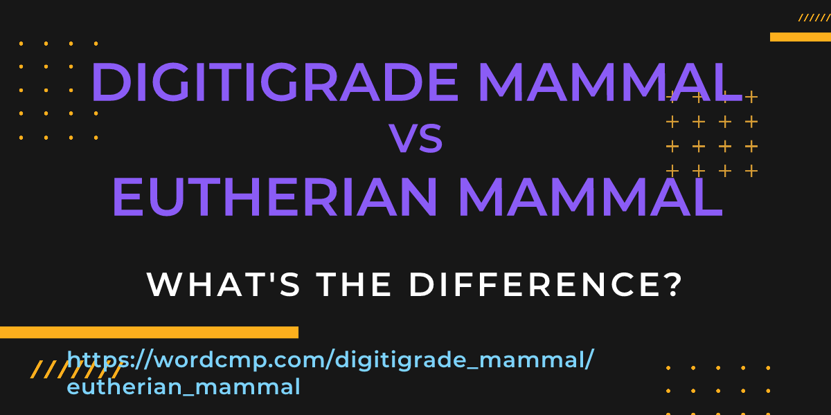 Difference between digitigrade mammal and eutherian mammal