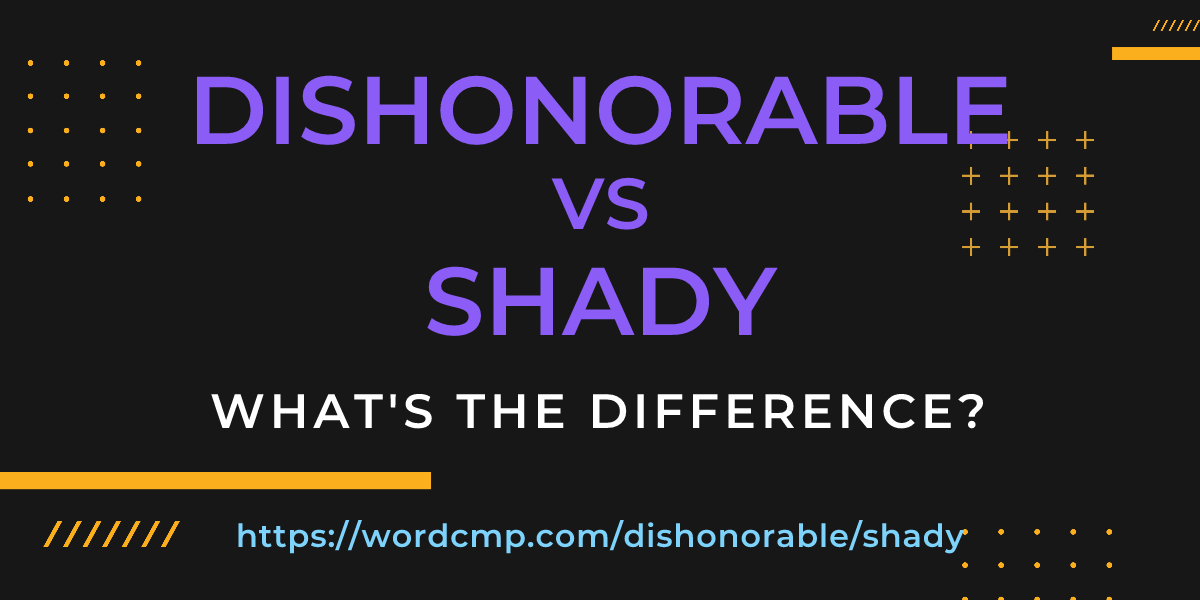 Difference between dishonorable and shady