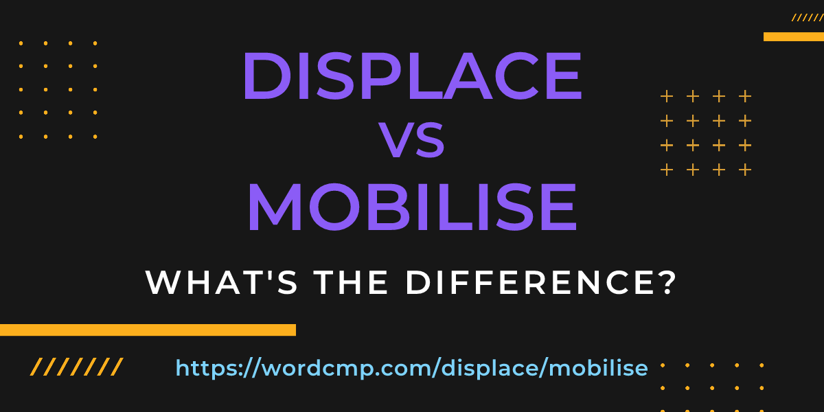 Difference between displace and mobilise