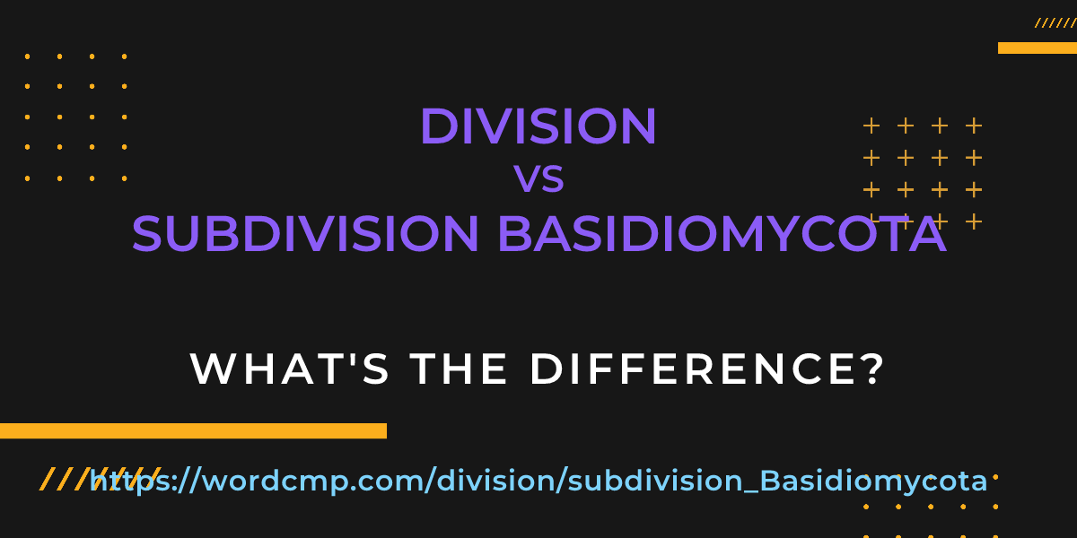 Difference between division and subdivision Basidiomycota