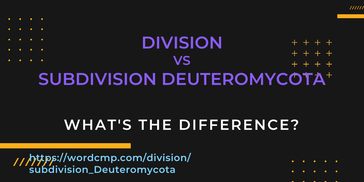 Difference between division and subdivision Deuteromycota