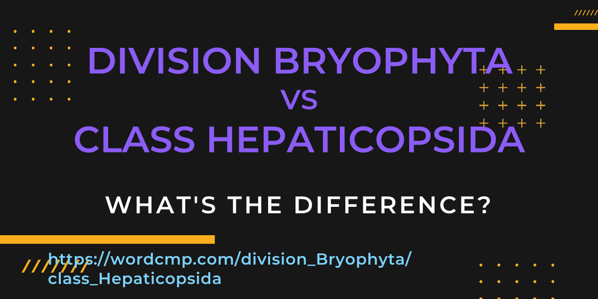 Difference between division Bryophyta and class Hepaticopsida