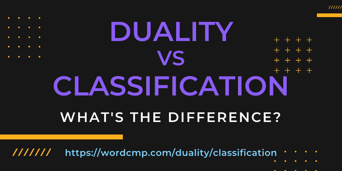 Difference between duality and classification