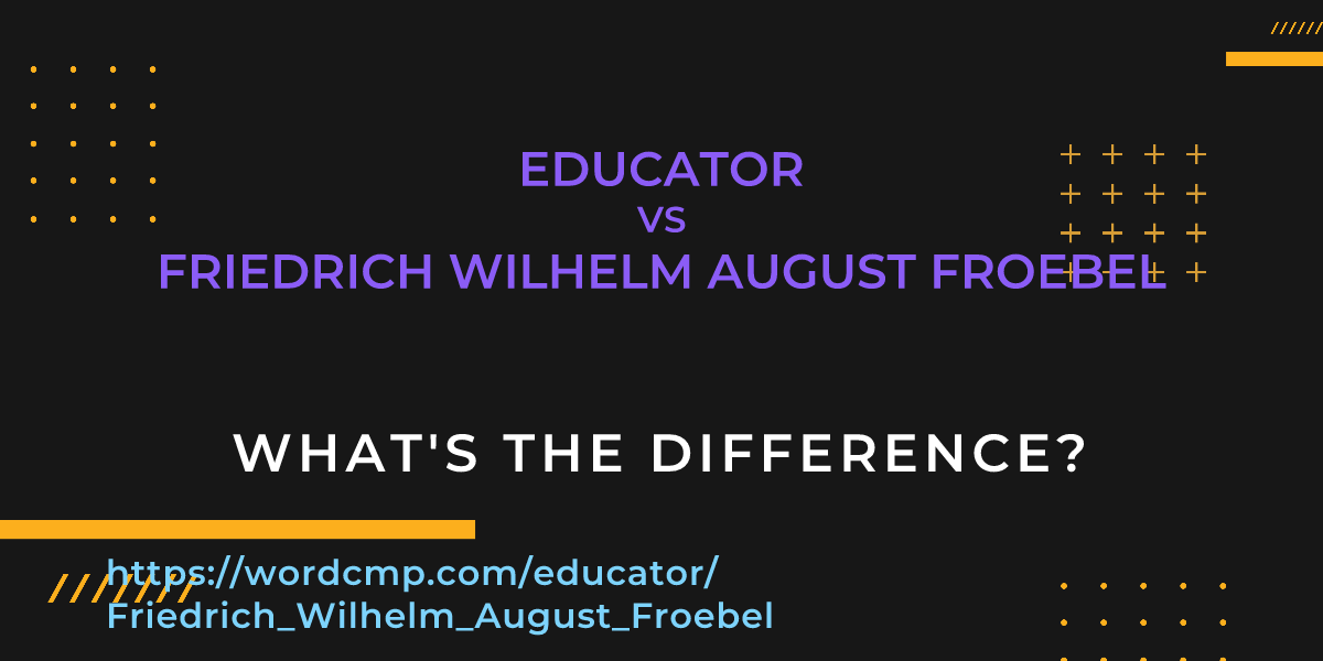 Difference between educator and Friedrich Wilhelm August Froebel
