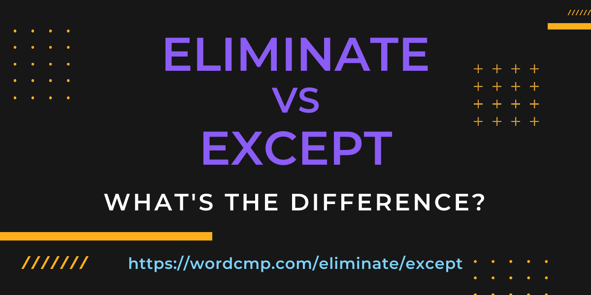Difference between eliminate and except