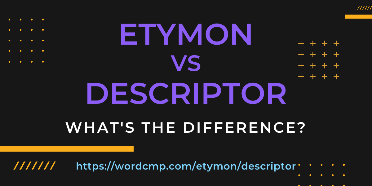 Difference between etymon and descriptor