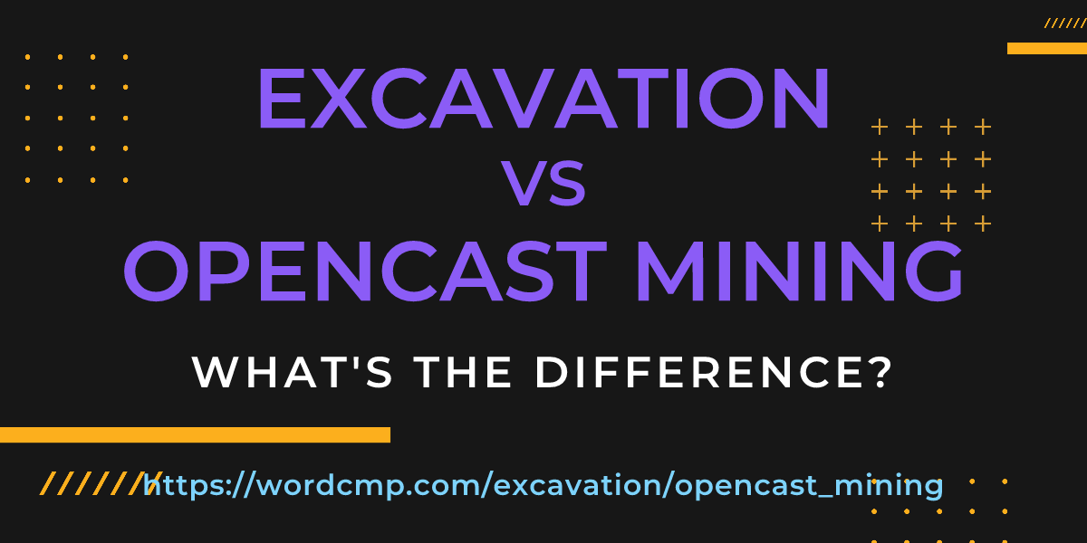 Difference between excavation and opencast mining