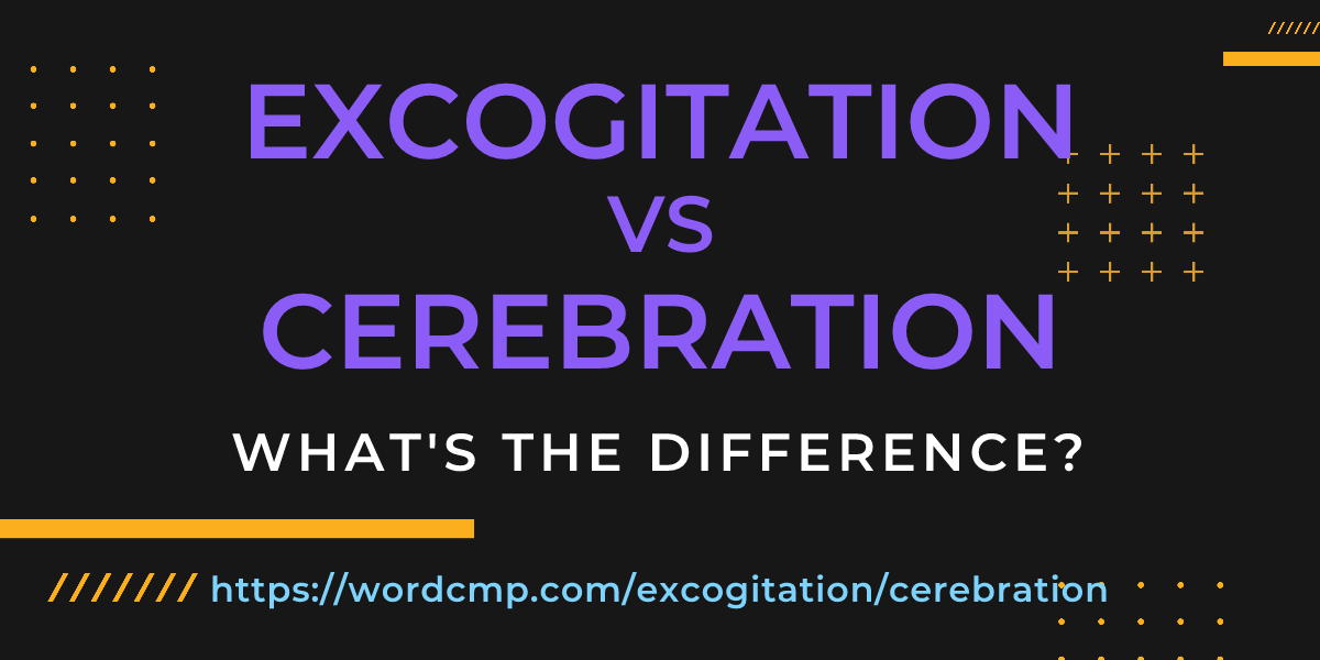 Difference between excogitation and cerebration