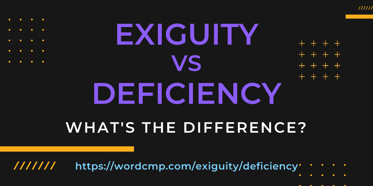 Difference between exiguity and deficiency