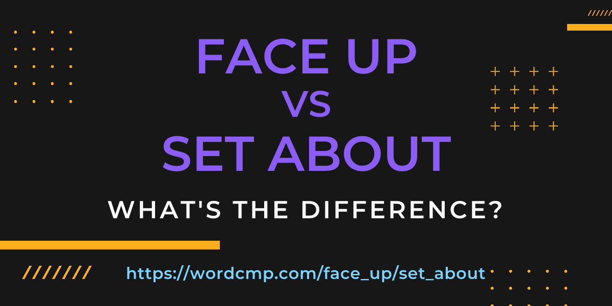 Difference between face up and set about
