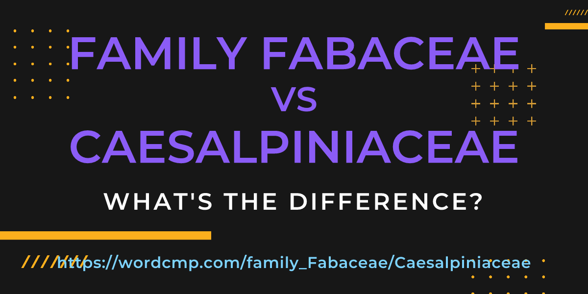 Difference between family Fabaceae and Caesalpiniaceae