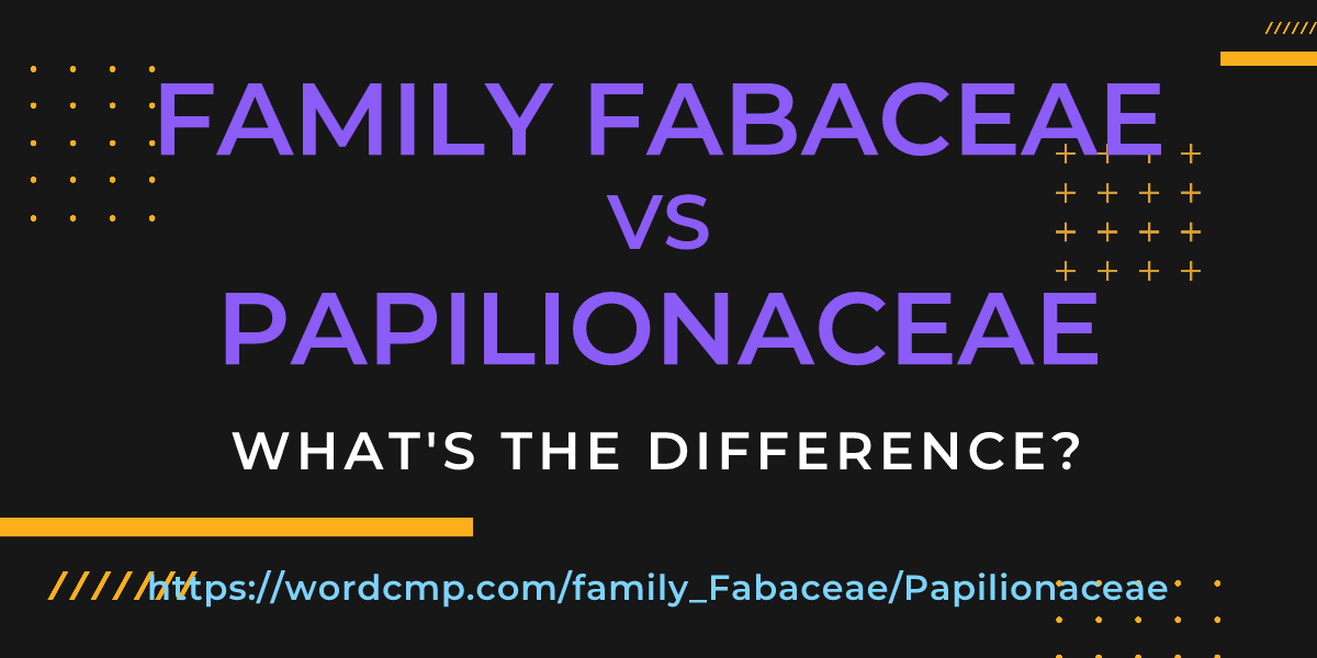 Difference between family Fabaceae and Papilionaceae