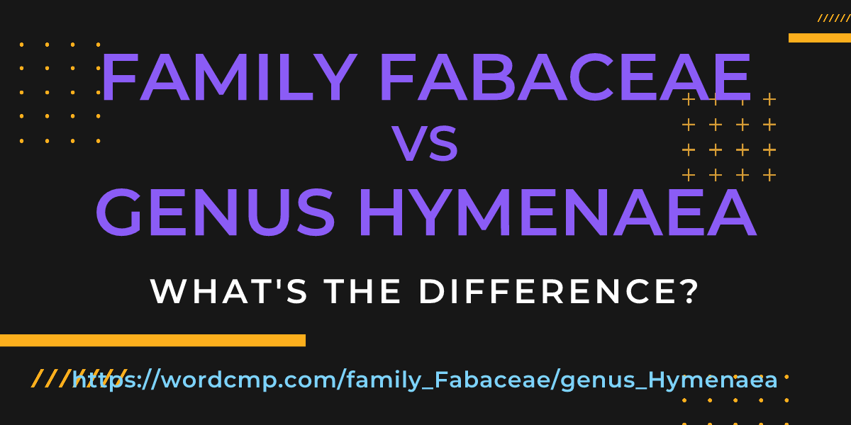 Difference between family Fabaceae and genus Hymenaea