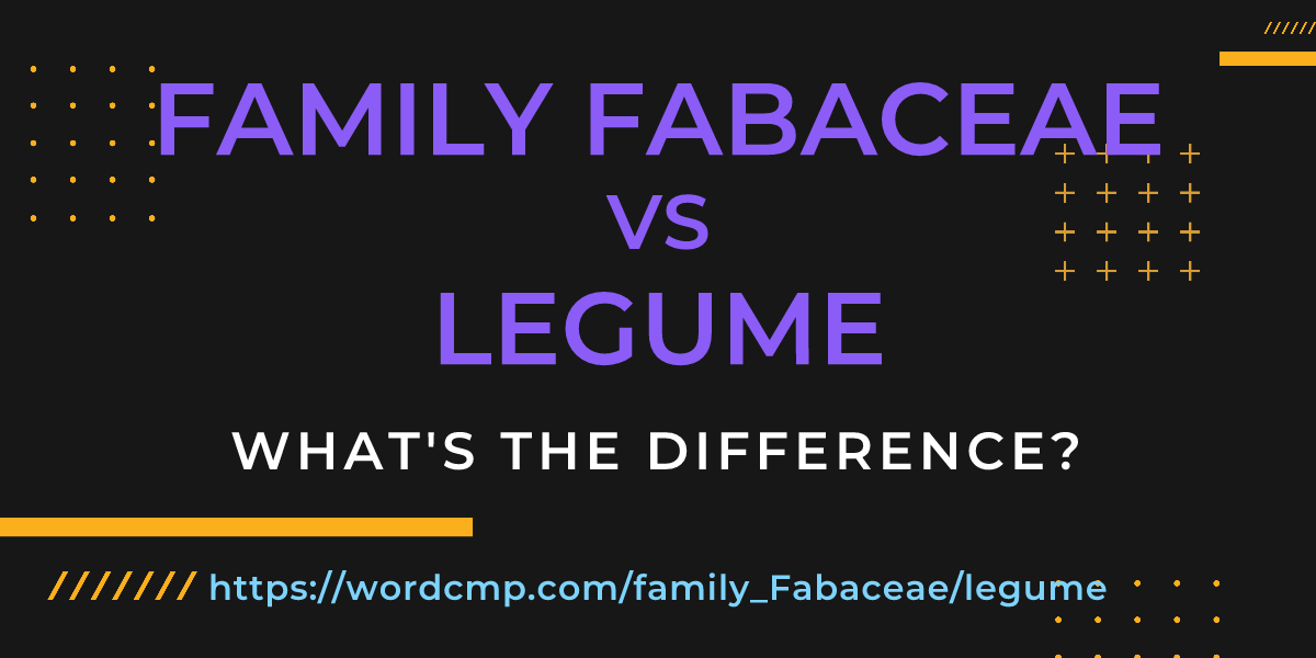 Difference between family Fabaceae and legume