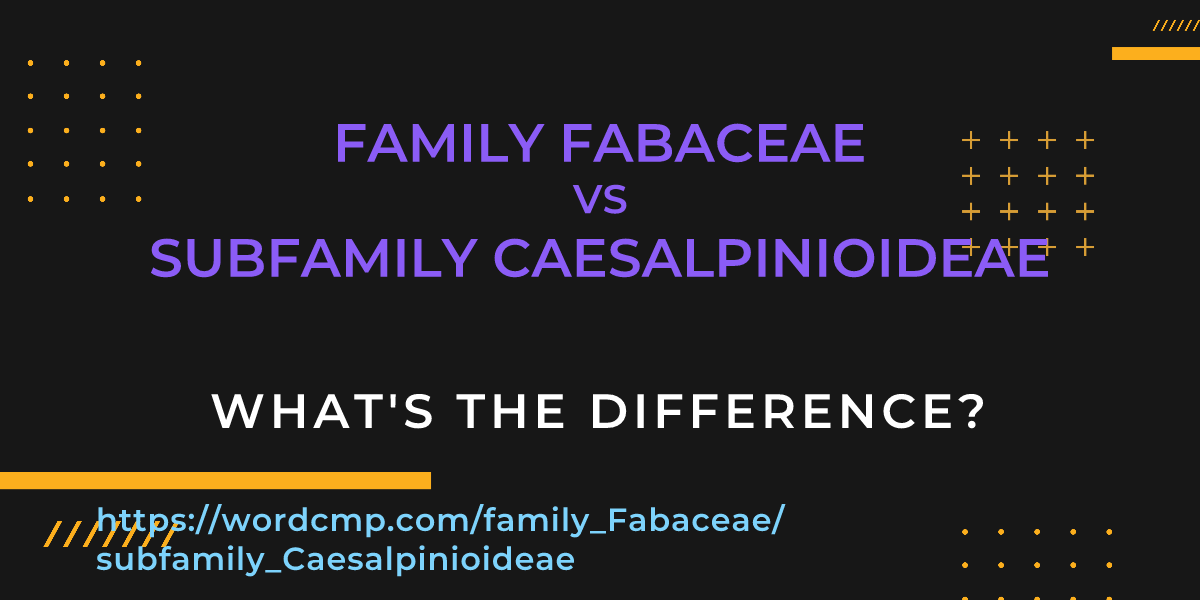 Difference between family Fabaceae and subfamily Caesalpinioideae
