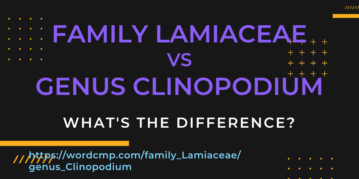 Difference between family Lamiaceae and genus Clinopodium